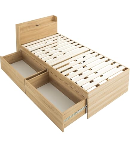 Amazon｜大容量収納ベッド シングル ナチュラル ベッドフレーム